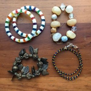 4 Bracelets, 1 Necklace (necklace doubles as a multi-layer bracelet)